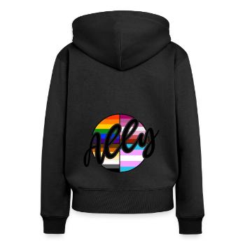 Ally - LGBTIQ Queer Gay Pride CSD Verbündetenschaf - Frauen Premium Bio Zip Hoodie - Schwarz - Hinten - Julia (174cm)