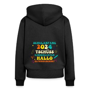 Parents Écolier École primaire Première classe Inscription - Sweat à capuche zippé Premium bio Femme - noir - Dos - Julia (174cm)