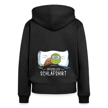 Offizielles Schlafshirt Schildkröte Schlafbrille - Frauen Premium Bio Zip Hoodie - Schwarz - Hinten - Julia (174cm)