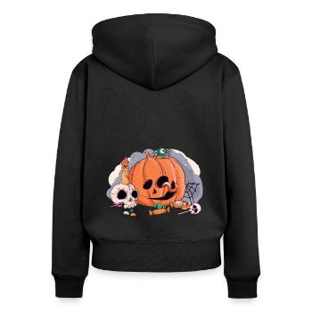 Halloween Freak Horror Scary Zombie - Frauen Premium Bio Zip Hoodie - Schwarz - Hinten - Julia (174cm)