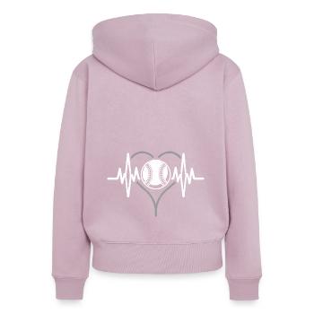 Baseballspieler Herzschlag - Frauen Premium Bio Zip Hoodie - Altrosa - Hinten - Julia (174cm)