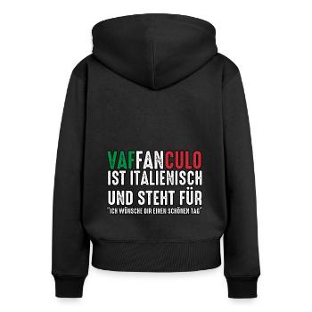 Italie Vaffanculo italien - Sweat à capuche zippé Premium bio Femme - noir - Dos - Julia (174cm)