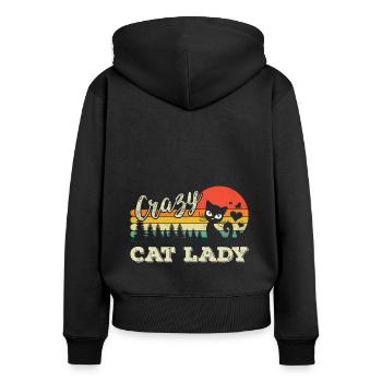 Crazy Cat Lady - Verrückte Katzen Frau - Frauen Premium Bio Zip Hoodie - Schwarz - Hinten - Julia (174cm)