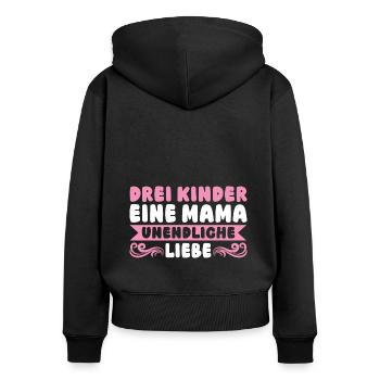 Mama Von 3 Kindern - Frauen Premium Bio Zip Hoodie - Schwarz - Hinten - Julia (174cm)