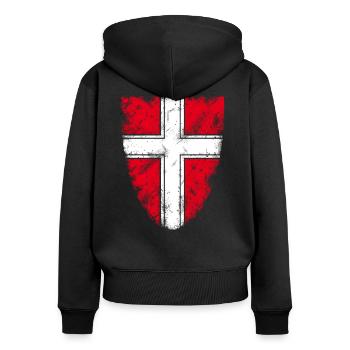 Wien - Frauen Premium Bio Zip Hoodie - Schwarz - Hinten - Julia (174cm)