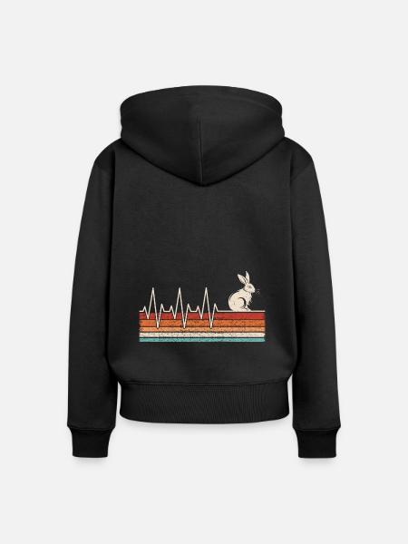 Hasen Herzschlag - Frauen Premium Bio Zip Hoodie - Schwarz