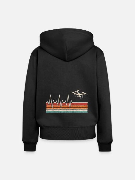 Drohnenpilot Herzschlag - Frauen Premium Bio Zip Hoodie - Schwarz