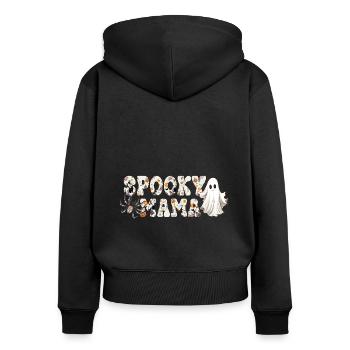 Mama Halloween Spooky - Frauen Premium Bio Zip Hoodie - Schwarz - Hinten - Julia (174cm)