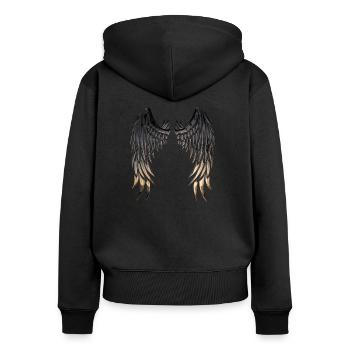 Ailes en or - Sweat à capuche zippé Premium bio Femme - noir - Dos - Julia (174cm)