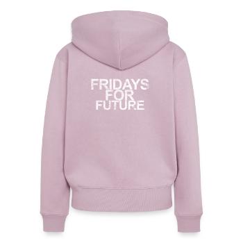 Fridays for Future - Frauen Premium Bio Zip Hoodie - Altrosa - Hinten - Julia (174cm)