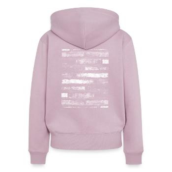 Noir et blanc. Fond de briques vinrag - Sweat à capuche zippé Premium bio Femme - rose poudré - Dos - Julia (174cm)