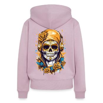 Goldene Zucker Schädel - Frauen Premium Bio Zip Hoodie - Altrosa - Hinten - Julia (174cm)