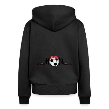 Maman de football - Sweat à capuche zippé Premium bio Femme - noir - Dos - Julia (174cm)