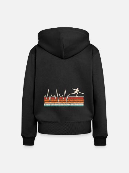 Frisbee Herzschlag - Frauen Premium Bio Zip Hoodie - Schwarz