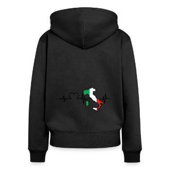 Italie Italien Italien Battement de cœur Italie - Sweat à capuche zippé Premium bio Femme - noir - Dos - Julia (174cm)