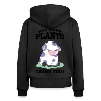 Eat more plants - Women's Premium Organic Zip Hoodie - black - Back - Julia (174cm)