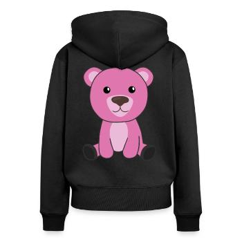 pink bear colorful bears cute animals teddy - Women's Premium Organic Zip Hoodie - black - Back - Julia (174cm)