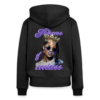 Princess of coolness Frau - Frauen Premium Bio Zip Hoodie - Schwarz - Hinten - Julia (174cm)