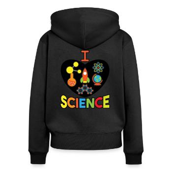 Science, informatique, mathématiques, biologie, chimie - Sweat à capuche zippé Premium bio Femme - noir - Dos - Julia (174cm)