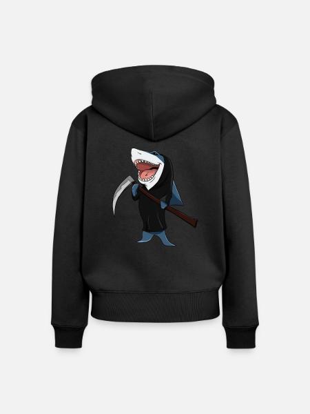Vater Hai - Frauen Premium Bio Zip Hoodie - Schwarz