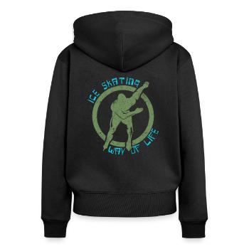 Patinage - Sweat à capuche zippé Premium bio Femme - noir - Dos - Julia (174cm)