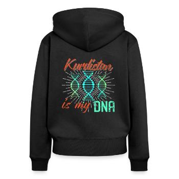 Kurdistan Heimat Geschenkidee - Frauen Premium Bio Zip Hoodie - Schwarz - Hinten - Julia (174cm)