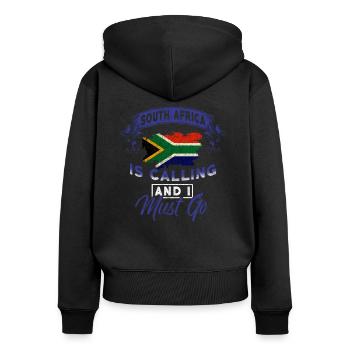 Afrique du Sud - Sweat à capuche zippé Premium bio Femme - noir - Dos - Julia (174cm)