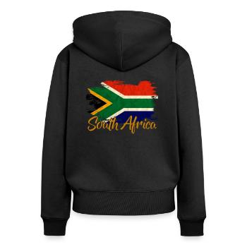 Afrique du Sud - Sweat à capuche zippé Premium bio Femme - noir - Dos - Julia (174cm)