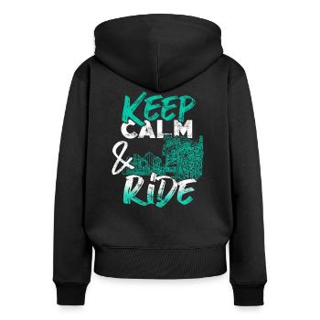 montagnes russes - Sweat à capuche zippé Premium bio Femme - noir - Dos - Julia (174cm)