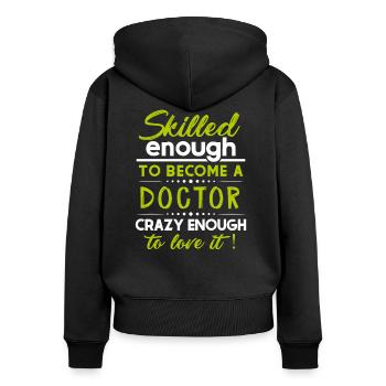 doctor - Women's Premium Organic Zip Hoodie - black - Back - Julia (174cm)