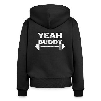 Yeah Buddy Fitness Funny Gift - Sweat à capuche zippé Premium bio Femme - noir - Dos - Julia (174cm)