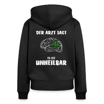 Incurable Scout Funny Gift - Women's Premium Organic Zip Hoodie - black - Back - Julia (174cm)