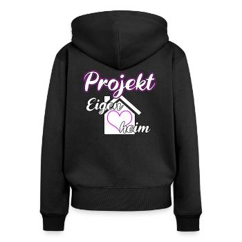 Projekt Eigenheim lustiges Geschenk - Frauen Premium Bio Zip Hoodie - Schwarz - Hinten - Julia (174cm)