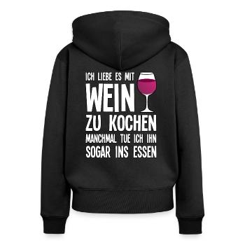 Koch - Wein lustiges Geschenk - Frauen Premium Bio Zip Hoodie - Schwarz - Hinten - Julia (174cm)