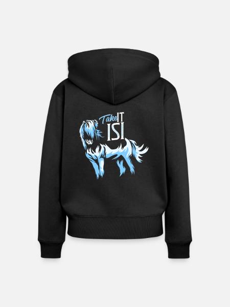 Islandpferd - Frauen Premium Bio Zip Hoodie - Schwarz
