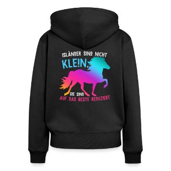 Islandpferd - Frauen Premium Bio Zip Hoodie - Schwarz - Hinten - Julia (174cm)