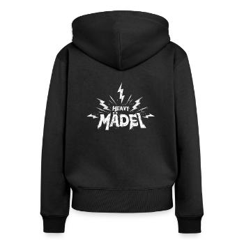 Rock Mädel Frauen Musik - Frauen Premium Bio Zip Hoodie - Schwarz - Hinten - Julia (174cm)