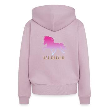 Islandpferd - Frauen Premium Bio Zip Hoodie - Altrosa - Hinten - Julia (174cm)