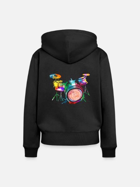 Drummer - Frauen Premium Bio Zip Hoodie - Schwarz