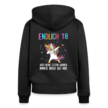 Endlich 18 Geburtstag - 18 Jahre Mädchen - Frauen Premium Bio Zip Hoodie - Schwarz - Hinten - Julia (174cm)