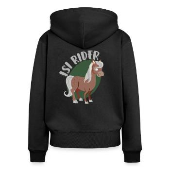 Cheval islandais - Sweat à capuche zippé Premium bio Femme - noir - Dos - Julia (174cm)