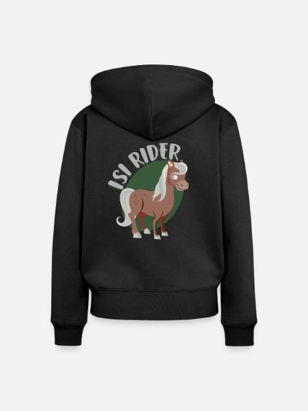 Islandpferd - Frauen Premium Bio Zip Hoodie - Schwarz