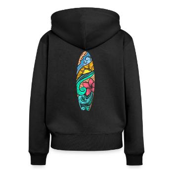 SUP Stand up paddle board - Frauen Premium Bio Zip Hoodie - Schwarz - Hinten - Julia (174cm)