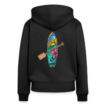 SUP Stand up paddle board - Women's Premium Organic Zip Hoodie - black - Back - Julia (174cm)