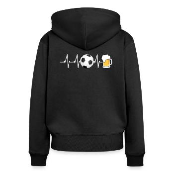 Battement de coeur et bière de football - Sweat à capuche zippé Premium bio Femme - noir - Dos - Julia (174cm)