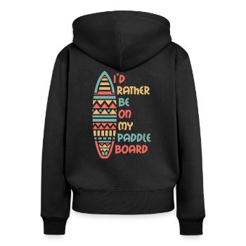SUP Stand up paddle board - Frauen Premium Bio Zip Hoodie - Schwarz - Hinten - Julia (174cm)