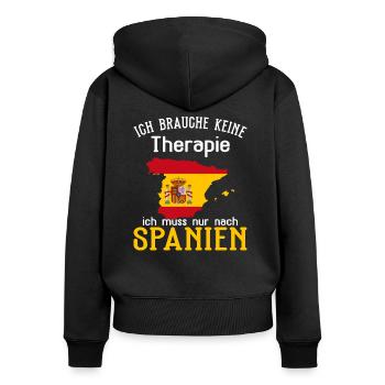 Ich brauche keine Therapie Spanien - Frauen Premium Bio Zip Hoodie - Schwarz - Hinten - Julia (174cm)