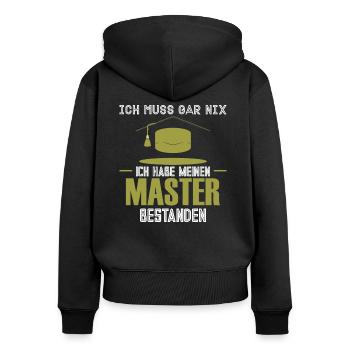 Master 2021 bestanden - Frauen Premium Bio Zip Hoodie - Schwarz - Hinten - Julia (174cm)