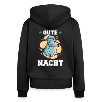 Gute Nacht Schaf - für Schlafsocken als Pyjama - Frauen Premium Bio Zip Hoodie - Schwarz - Hinten - Julia (174cm)