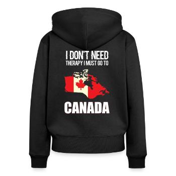 Canada Canada - je n’ai pas besoin de thérapie - Sweat à capuche zippé Premium bio Femme - noir - Dos - Julia (174cm)
